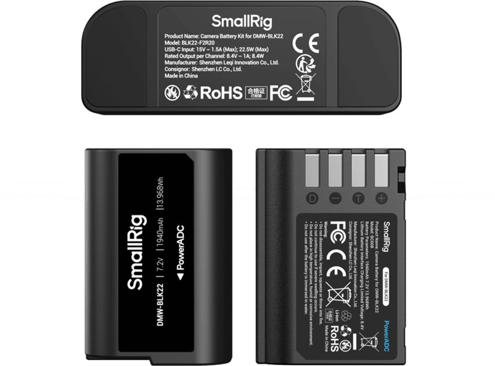 SmallRig 5487 Turbo Charging Kit for DMW-BLK22 Camera Batteries