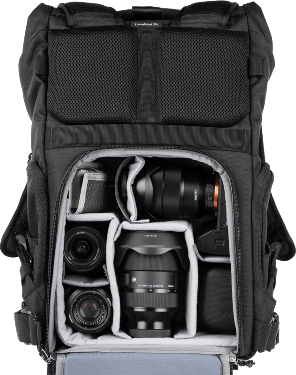 Think Tank FocusPoint 30L I Hybrid RollTop Backpack I Asphalt Black