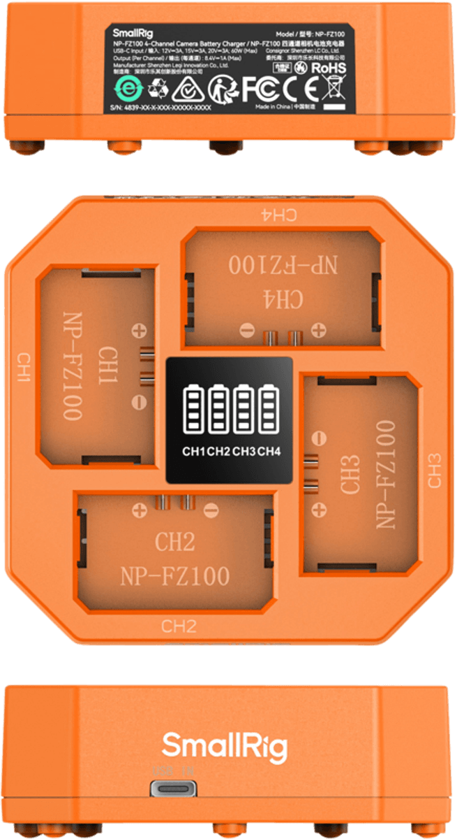 SmallRig 4839 NP-FZ100 4-Channel Camera Battery Charger