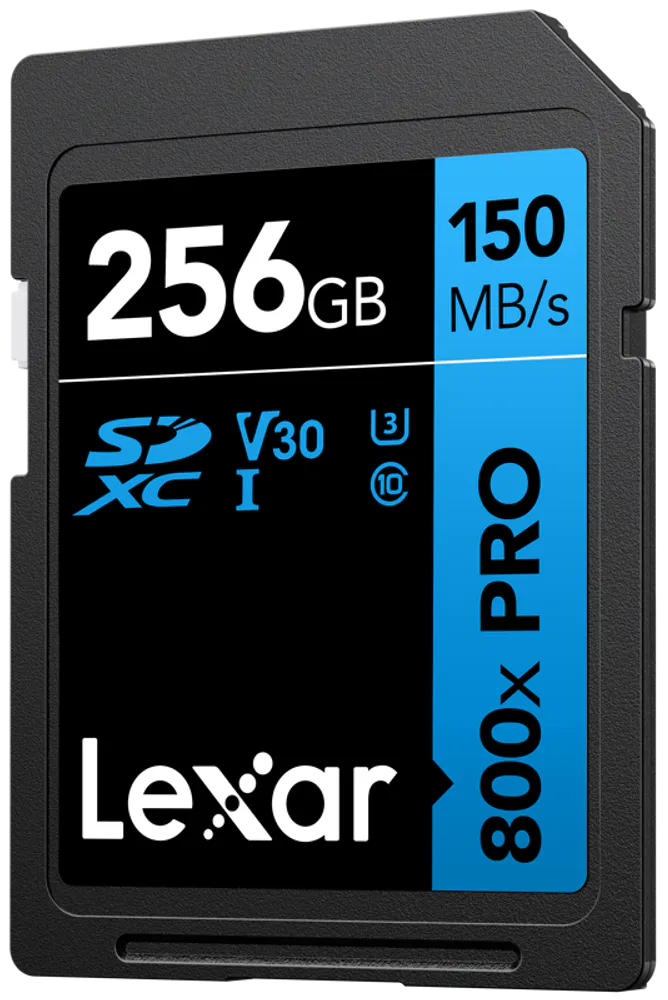 Lexar SDXC 800x Pro UHS-I cards, C10 (V30) U3, R150/W45, 256GB